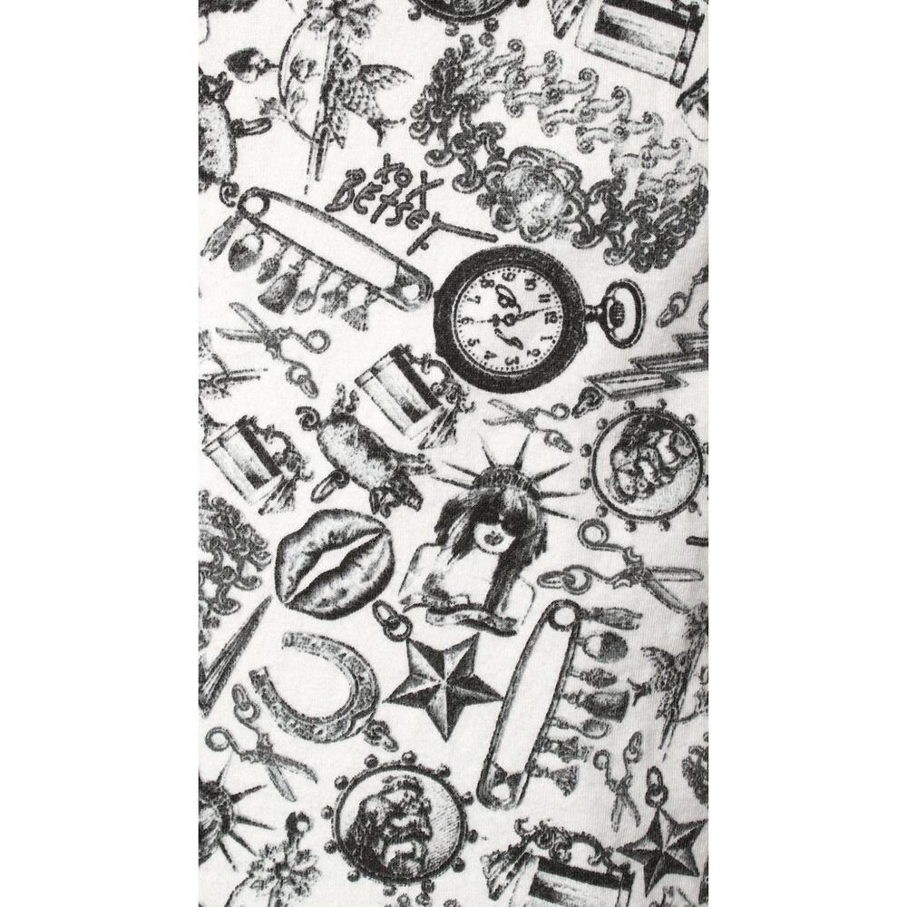 Vintage Y2K BETSEY JOHNSON Dress 2000s "Tattoo You" Novelty Print Peplum Punk - Picture 9 of 10